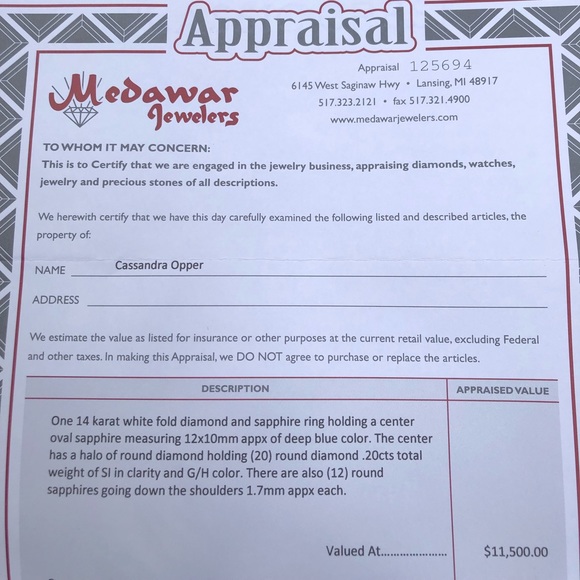 SOLD (IDNID) White Gold Sapphire Diamond Halo Ring - Picture 6 of 12